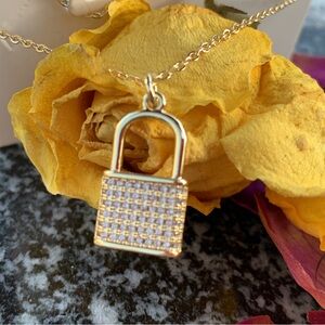 Inlaid padlock charm necklace